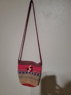 Handwoven Pink Patterned Crossbody Bag